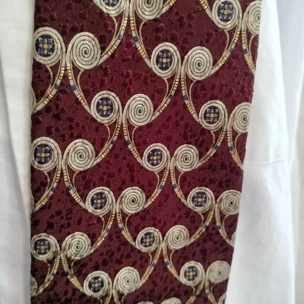 Robert Talbott Best Of Class Burgundy Silk Tie Necktie Swirl Abstract Boho
